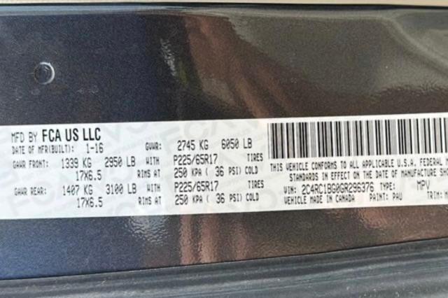 Photo 10 from auction – 2016 CHRYSLER TOWN & COU with VIN 2C4RC1BG0GR296376
