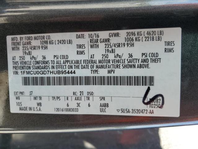 Photo 14 from auction – 2017 FORD ESCAPE SE with VIN 1FMCU0GD7HUB95444