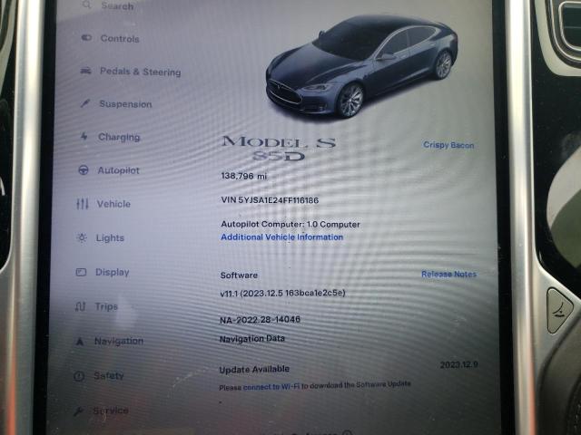 Photo 9 from auction – 2015 TESLA MODEL S with VIN 5YJSA1E24FF116186