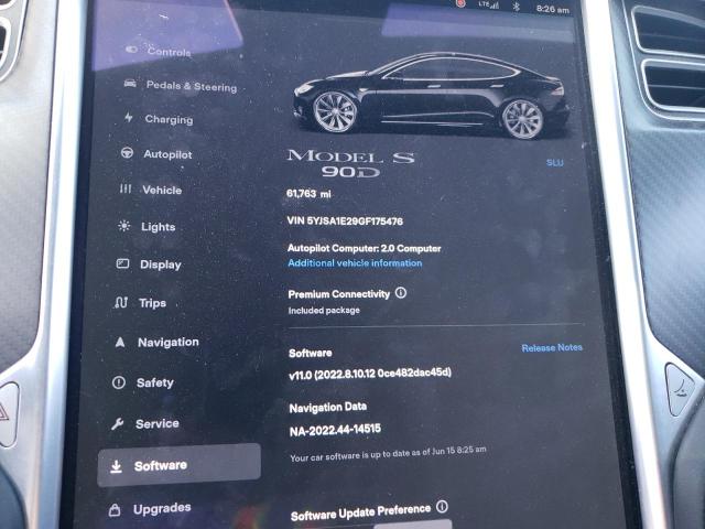 Photo 9 from auction – 2016 TESLA MODEL S with VIN 5YJSA1E29GF175476