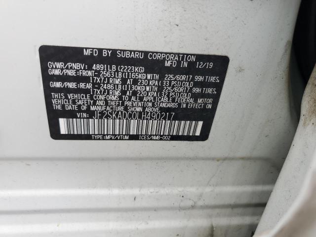Photo 14 from auction – 2020 SUBARU FORESTER with VIN JF2SKADC0LH490217