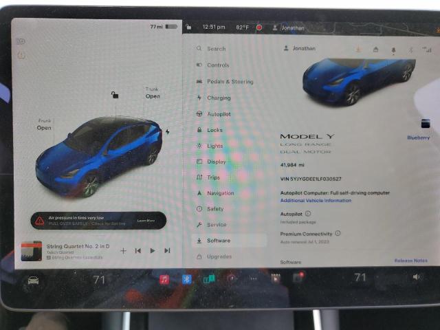 Photo 9 from auction – 2020 TESLA MODEL Y with VIN 5YJYGDEE1LF030527