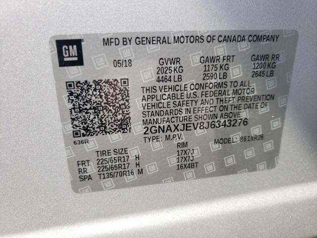 Photo 14 from auction – 2018 CHEVROLET EQUINOX LT with VIN 2GNAXJEV8J6343276