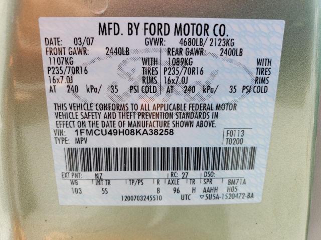 Photo 14 from auction – 2008 FORD ESCAPE HEV with VIN 1FMCU49H08KA38258