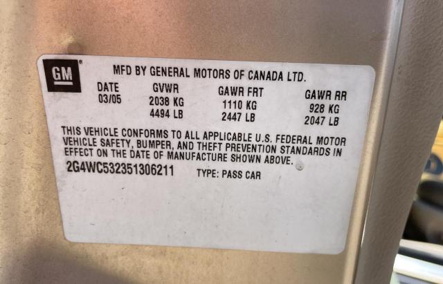 Photo 10 from auction – 2005 BUICK LACROSSE C with VIN 2G4WC532351306211