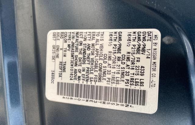 Photo 10 from auction – 2014 NISSAN ROGUE SELE with VIN JN8AS5MT3EW101624