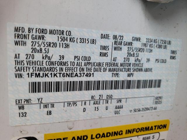 Photo 14 from auction – 2022 FORD EXPEDITION with VIN 1FMJK1KT6NEA37491