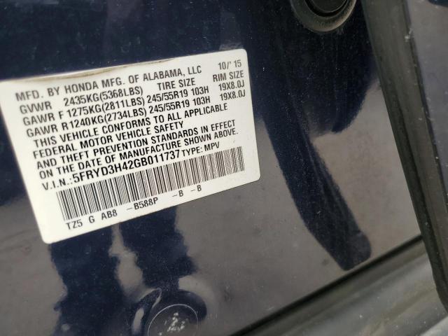 Photo 14 from auction – 2016 ACURA MDX TECHNO with VIN 5FRYD3H42GB011737
