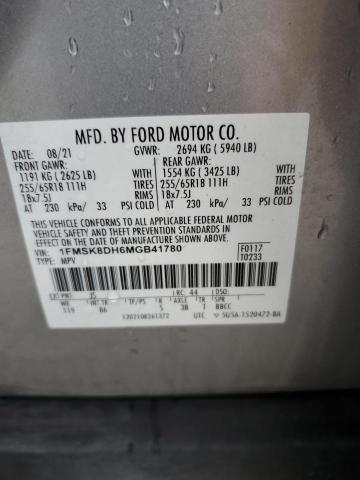Photo 14 from auction – 2021 FORD EXPLORER X with VIN 1FMSK8DH6MGB41780