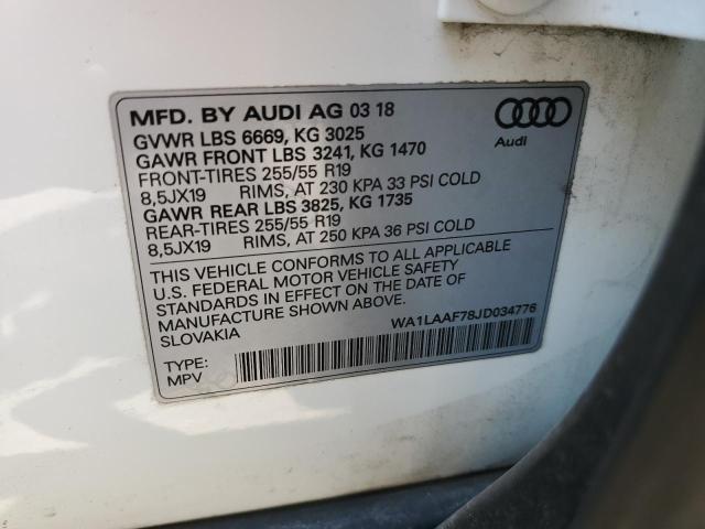 Photo 14 from auction – 2018 AUDI Q7 PREMIUM with VIN WA1LAAF78JD034776