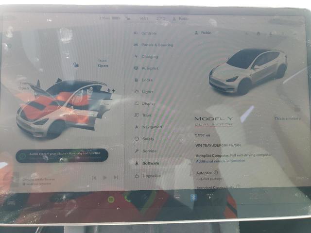 Photo 9 from auction – 2022 TESLA MODEL Y with VIN 7SAYGDEF6NF487588