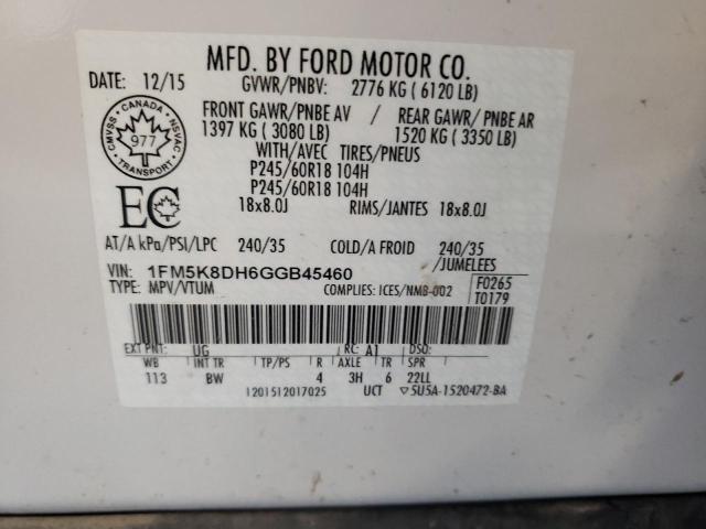 Photo 14 from auction – 2016 FORD EXPLORER X with VIN 1FM5K8DH6GGB45460