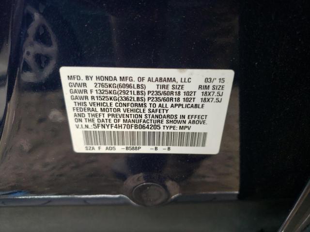 Photo 14 from auction – 2015 HONDA PILOT EXLN with VIN 5FNYF4H70FB064205