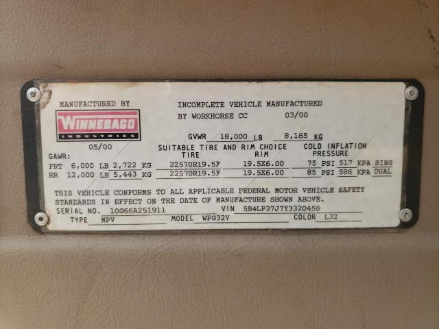 Photo 10 from auction – 2000 WINNEBAGO ADVENTURER with VIN 5B4LP37J7Y3320456