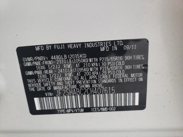 Photo 14 from auction – 2012 SUBARU FORESTER 2 with VIN JF2SHABC2CH407615