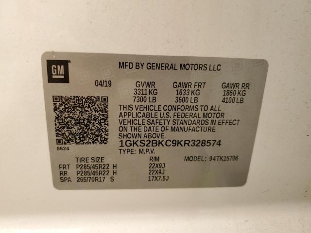 Photo 14 from auction – 2019 GMC YUKON SLT with VIN 1GKS2BKC9KR328574