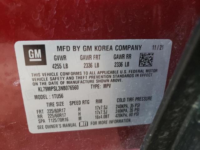 Photo 14 from auction – 2022 CHEVROLET TRAILBLAZE with VIN KL79MPSL3NB076560
