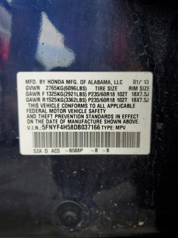 Foto 14 de la subasta – 2013 HONDA PILOT EXL con VIN 5FNYF4H58DB037166