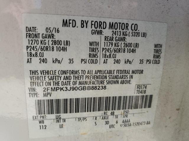 Photo 14 from auction – 2016 FORD EDGE SEL with VIN 2FMPK3J90GBB88238