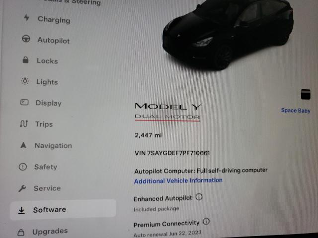 Photo 9 from auction – 2023 TESLA MODEL Y with VIN 7SAYGDEF7PF710661