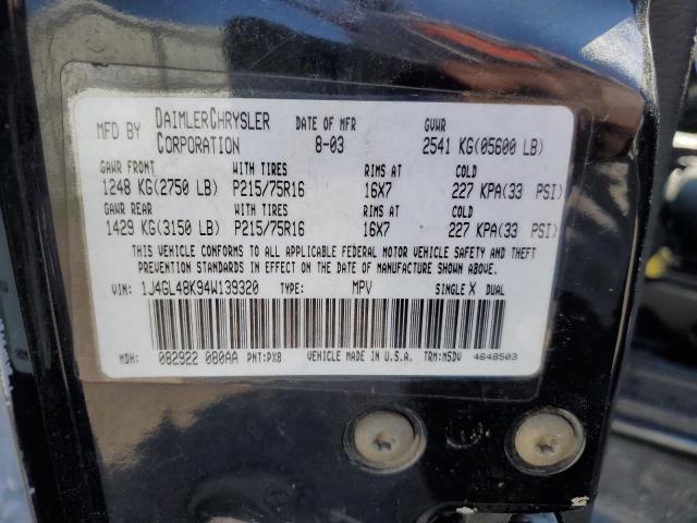 Photo 14 from auction – 2004 JEEP LIBERTY SP with VIN 1J4GL48K94W139320