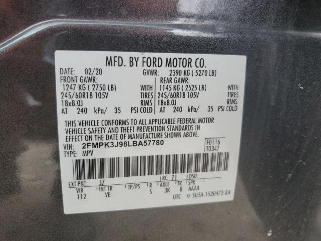 Photo 14 from auction – 2020 FORD EDGE SEL with VIN 2FMPK3J98LBA57780