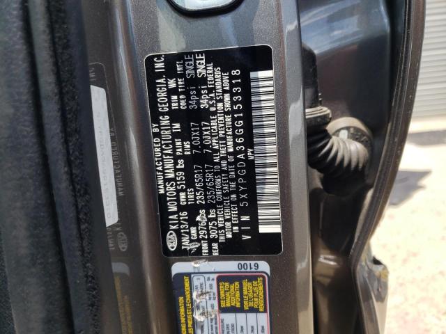 Photo 14 from auction – 2016 KIA SORENTO LX with VIN 5XYPGDA36GG153318