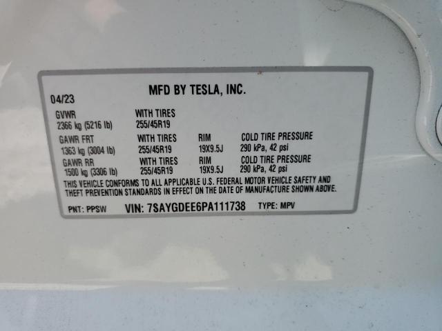 Photo 14 from auction – 2023 TESLA MODEL Y with VIN 7SAYGDEE6PA111738