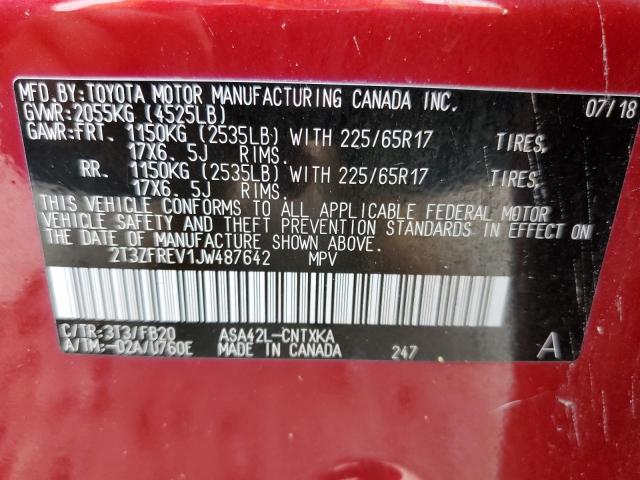 Photo 14 from auction – 2018 TOYOTA RAV4 LE with VIN 2T3ZFREV1JW487642