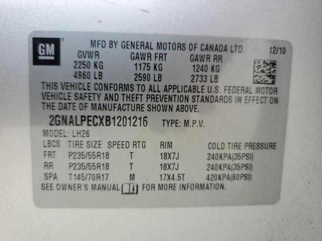 Photo 14 from auction – 2011 CHEVROLET EQUINOX LT with VIN 2GNALPECXB1201216
