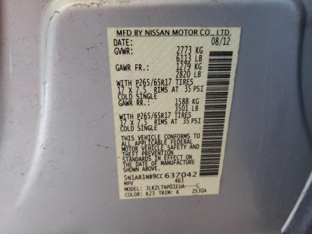 Photo 14 from auction – 2012 NISSAN PATHFINDER with VIN 5N1AR1NB9CC637042