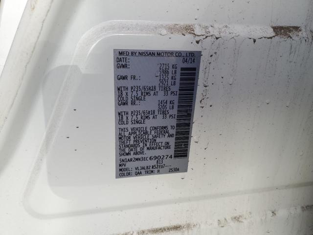 Photo 14 from auction – 2014 NISSAN PATHFINDER with VIN 5N1AR2MN3EC690274