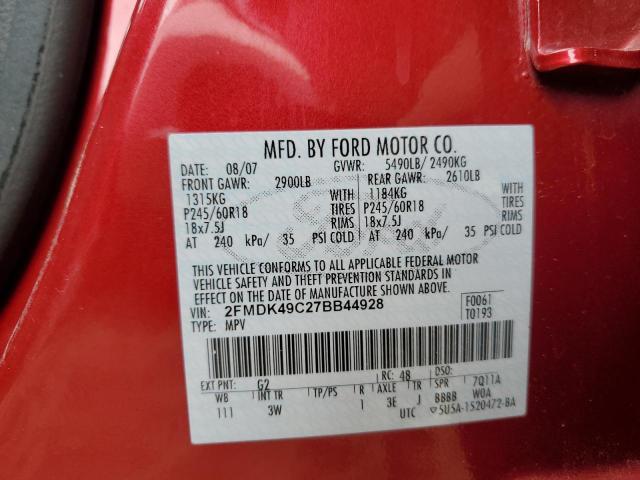 Photo 14 from auction – 2007 FORD EDGE SEL P with VIN 2FMDK49C27BB44928