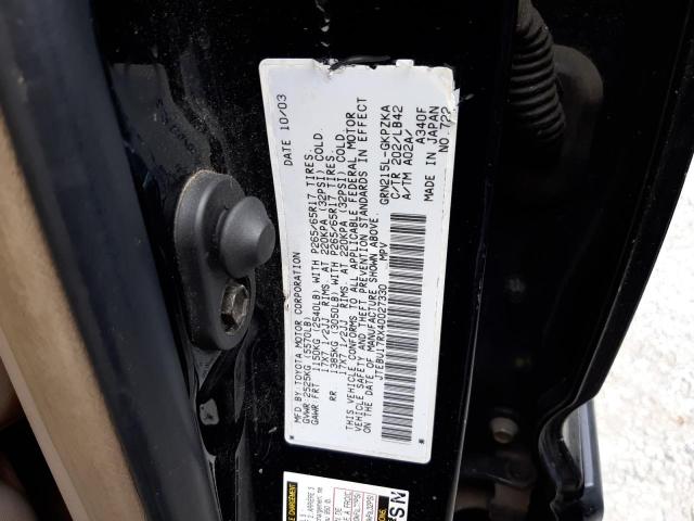 Photo 14 from auction – 2004 TOYOTA 4RUNNER LI with VIN JTEBU17RX40027330