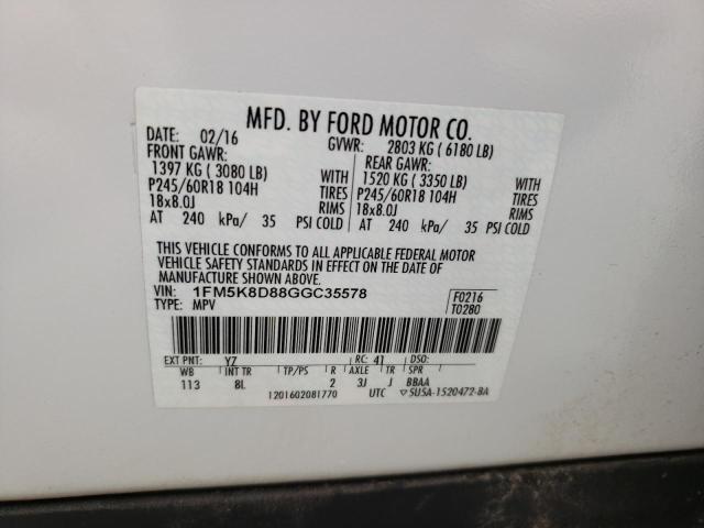 Фото 14 с аукциона – 2016 FORD EXPLORER X с VIN 1FM5K8D88GGC35578