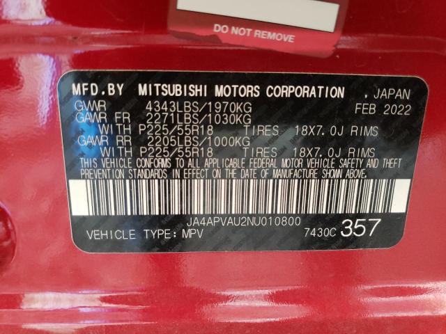 Photo 14 from auction – 2022 MITSUBISHI OUTLANDER with VIN JA4APVAU2NU010800