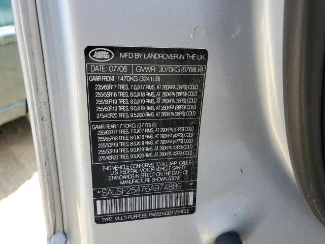 Photo 14 from auction – 2006 LAND ROVER RANGE ROVE with VIN SALSF25476A974889