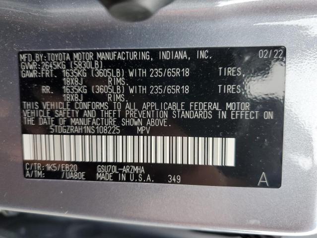 Photo 14 from auction – 2022 TOYOTA HIGHLANDER with VIN 5TDGZRAH1NS108225