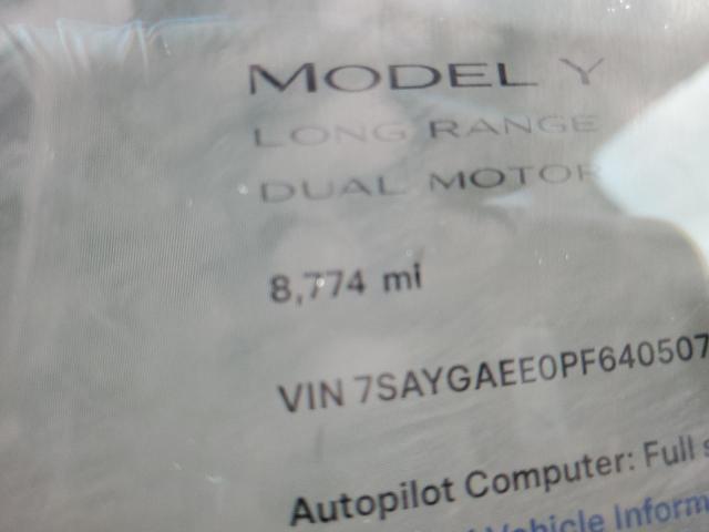 Photo 9 from auction – 2023 TESLA MODEL Y with VIN 7SAYGAEE0PF640507
