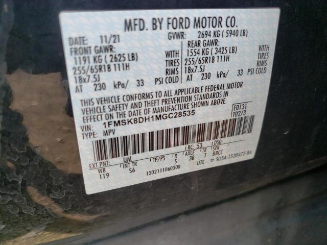 Photo 14 from auction – 2021 FORD EXPLORER X with VIN 1FMSK8DH1MGC28535