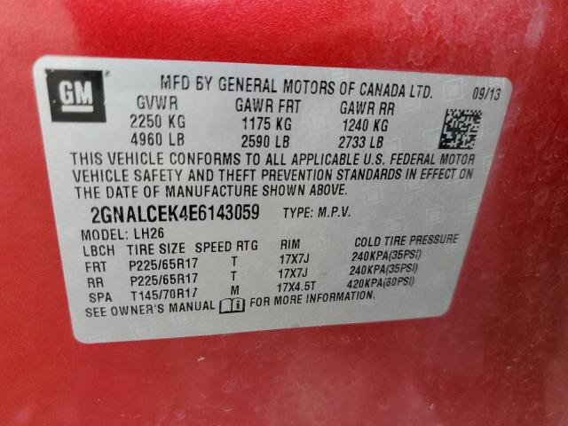 Photo 14 from auction – 2014 CHEVROLET EQUINOX LT with VIN 2GNALCEK4E6143059