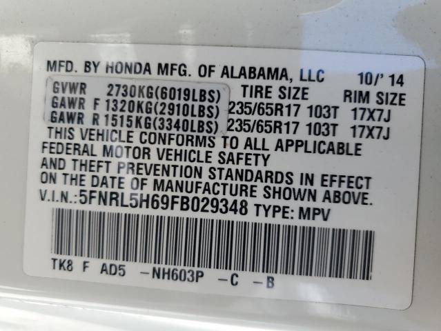 Photo 14 from auction – 2015 HONDA ODYSSEY EX with VIN 5FNRL5H69FB029348