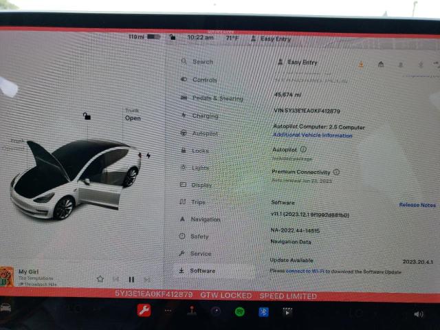 Photo 9 from auction – 2019 TESLA MODEL 3 with VIN 5YJ3E1EA0KF412879