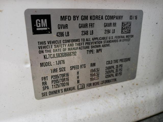 Снимка 14 от търг – 2016 CHEVROLET TRAX 1LT с VIN KL7CJLSB3GB666792