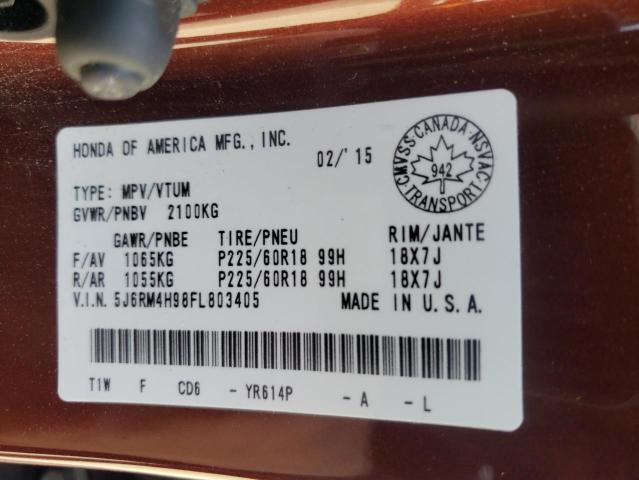 Photo 14 from auction – 2015 HONDA CR-V TOURI with VIN 5J6RM4H98FL803405