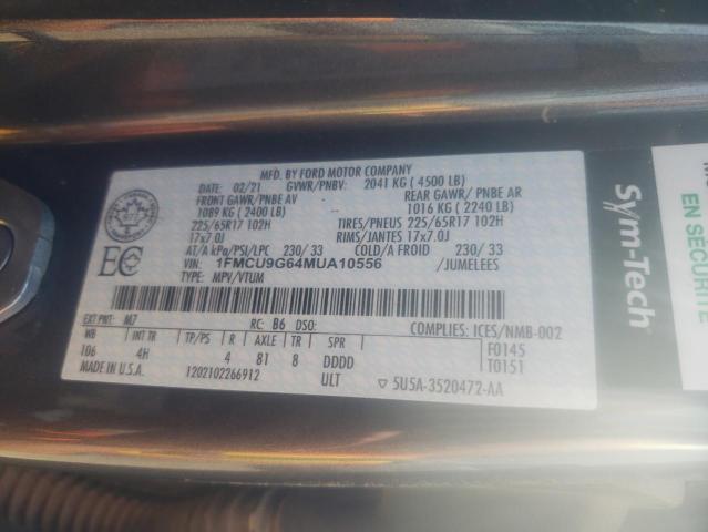 Photo 14 from auction – 2021 FORD ESCAPE SE with VIN 1FMCU9G64MUA10556