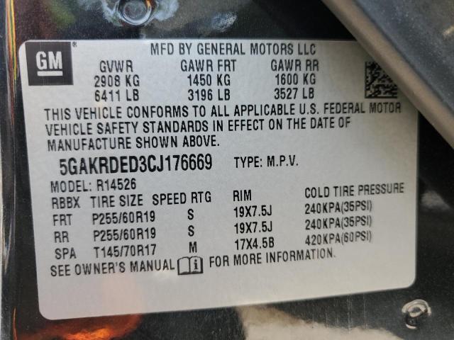 Photo 14 from auction – 2012 BUICK ENCLAVE with VIN 5GAKRDED3CJ176669