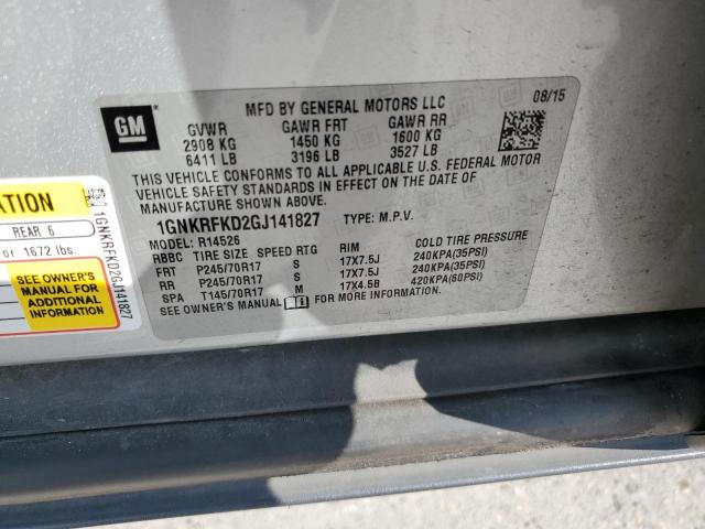 Photo 14 from auction – 2016 CHEVROLET TRAVERSE L with VIN 1GNKRFKD2GJ141827