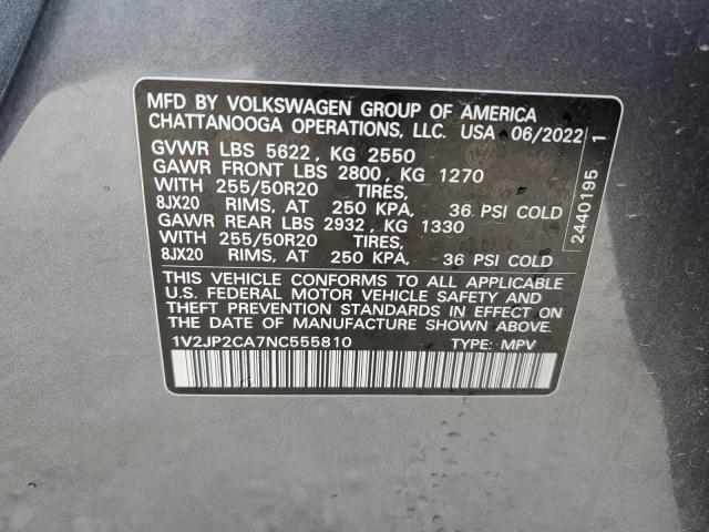 Photo 14 from auction – 2022 VOLKSWAGEN ATLAS SE with VIN 1V2JP2CA7NC555810