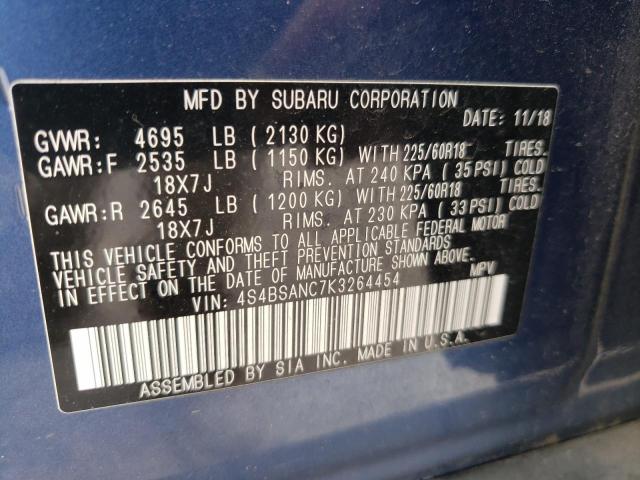 Photo 14 from auction – 2019 SUBARU OUTBACK 2. with VIN 4S4BSANC7K3264454